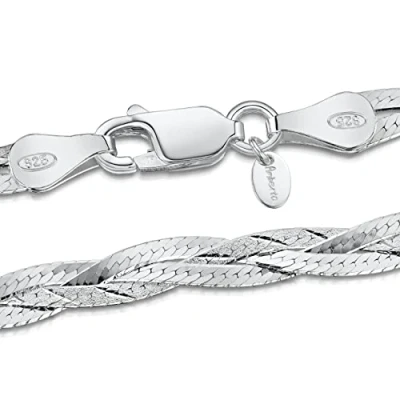 Immagine di Amberta Collana da Donna in Argento Sterling 925 Maglia Spina di Pesce 5 mm Lunghezza 45 cm