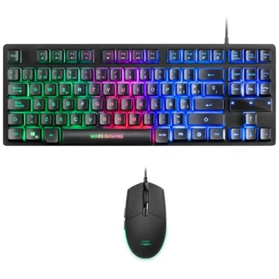 Immagine di Mars Gaming MCPTKL, Set RGB Tastiera H Mech TKL e Mouse 3200DPI, Layout Spagnolo