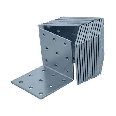Immagine di HELPMATE 12 pezzi angolo piastra forata 60 x mm Connettore angolare zincato galvanicamente &amp; blu passivato in legno con eccellente protezione contro la corrosione del