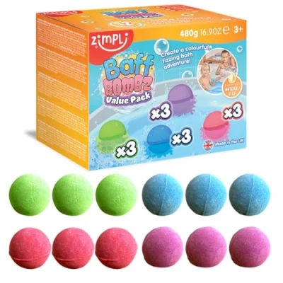 Immagine di 12 x Bombe da Bagno di Zimpli Kids, Set Regalo Spa Idratanti, Compleanno per Bambini, Gioco Bomboniere Feste, Premi, Biologico e Vegano, Fizzer bagno, Fizzy