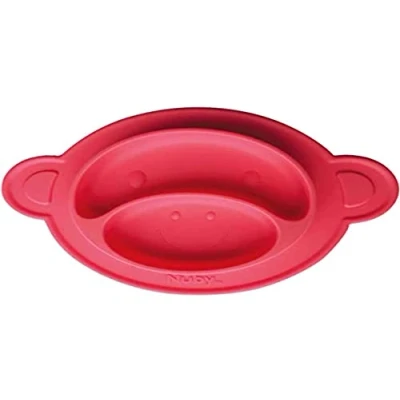 Immagine di Nûby id9291 3red esslern piatto in silicone antiscivolo, colore rosso