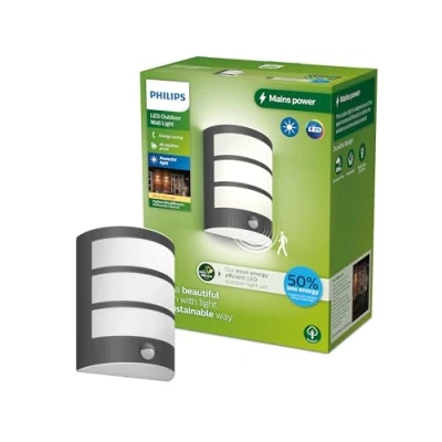 Immagine di Philips Python 8720169269194 Lampada LED da parete per esterno con rilevatore di movimento (monocolore) 3.8 W Antracite
