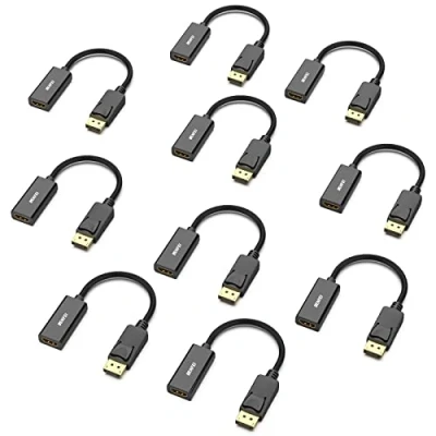 Immagine di BENFEI Adattatore DisplayPort a HDMI 4K 10 Confezioni, Unidirezionale Computer Monitor, DP (Display Port) maschio femmina Convertitore con audio per Lenovo Dell HP Asus