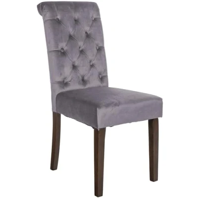 Immagine di CLP Sedia Da Cucina Lisburn Design Chesterfield I Fodera Imbottita E Trapuntata In Velluto O Tessuto Schienale Alto, Colore:grigio scuro, Materiale:Velluto
