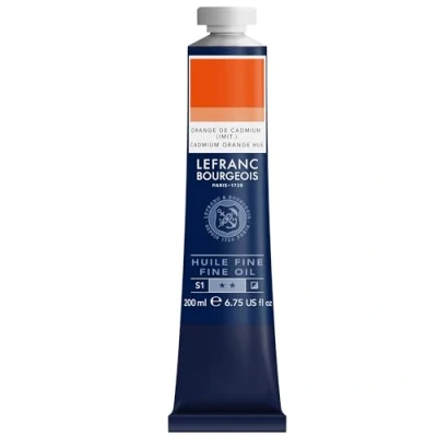 Immagine di Lefranc Bourgeois 301811 pittura a olio pregiata di ottima qualità, resistente alla luce e consistenza uniforme, tubo da 200 ml, ideale per telai, tele, tavole Tonalità Arancio Cadmio