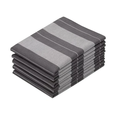 Immagine di ZOLLNER 5 strofinacci in cotone 50x70 cm canovacci da cucina a righe grigie assorbenti e robusti lavabili 60C qualità gastsronomica Certificato OEKO TEX (R)