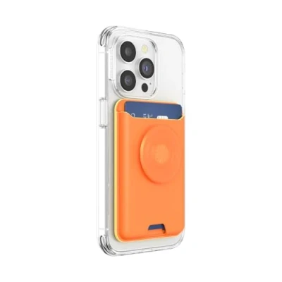 Immagine di PopSockets: PopWallet per MagSafe Con presa Include anello adattatore Sottile portacarte riposizionabile smartphone e custodie SoftGoods Cantaloupe