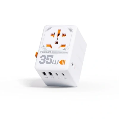 Immagine di TESSAN 35W Adattatore Universale da Viaggio con USB C, Caricatore C 35W, Presa 2 A, 3 Internazionale per UK, USA, Australia, Tailandia