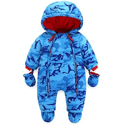 Immagine di Bambino Tute da neve con Guanti e Scarpe Ragazzi Inverno Pagliaccetto Cappuccio Caldo Set di Abbigliamento 3 6 Mesi