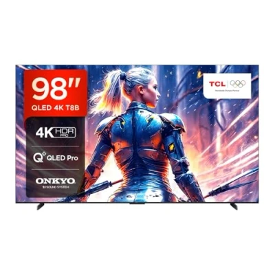 Immagine di TCL 98T8B, TV QLED 98, 4K Ultra HD, Google (Dolby Vision, Audio ONKYO 2.1 con Dolby Atmos, Controllo vocale hands free, compatibile assistant &amp; Alexa, AirPlay2)