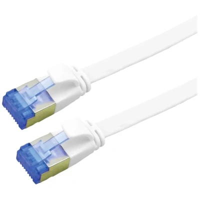 Immagine di Value 21.99.2162 RJ45 cavo di rete, patch CAT 6A F/UTP 2.00 m Bianco Schermato, piatto, contatti connettore dorati 1 pz.