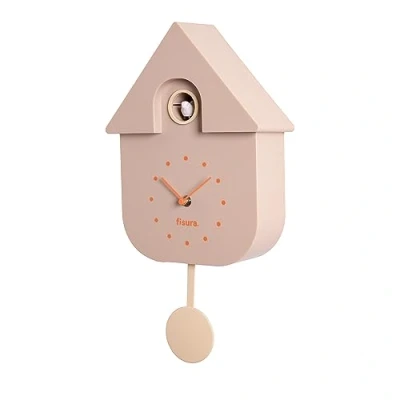 Immagine di Fisura Orologio a cucù beige con quadrante arancione. da parete. parete originale in regalo. 3 batterie AA non incluse. Dimensioni: 21,5 x 8 41,5. Plastica ABS.
