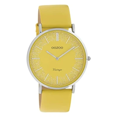 Immagine di Oozoo Orologio da donna vintage piatto con cinturino in pelle e elementi lucidi nel quadrante 40 mm., C20128 Giallo/Giallo, Cinghia