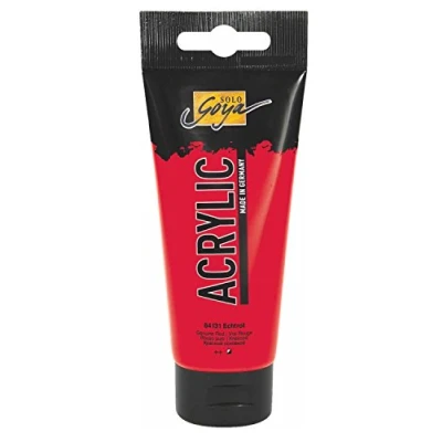 Immagine di Kreul 84131 Solo Goya Acrylic, tubetto Rosso Reale, Vernice acrilica cremosa e Versatile in qualità da Studio, a Base d&#039;Acqua, ad Asciugatura Rapida Opaca, Colore Real Red, 100 ml,