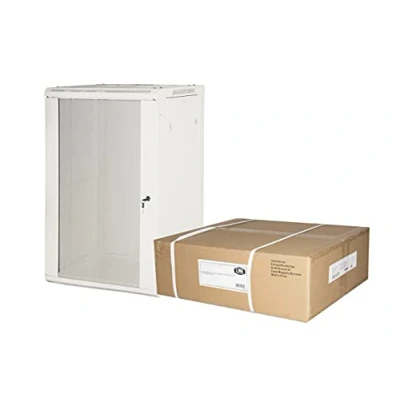Immagine di Armadio Rack 19&quot; 15 Unita&#039; da Muro (A) 770 x (L) 600 (P) 450 Grigio DISASSEMBLATO Porta Vetro