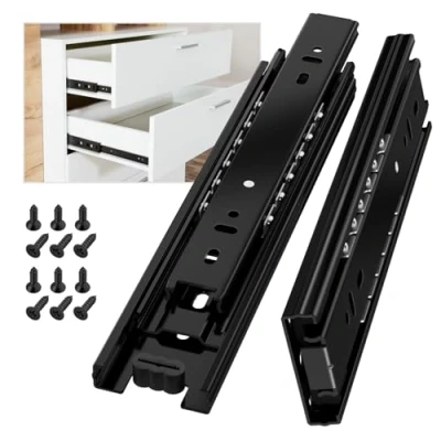 Immagine di AOLISHENG 200mm guide per cassetti estrazione totale cassetto binari scorrevoli capacità di carico robusta 45 kg,1 paio (2 pezzi) nero
