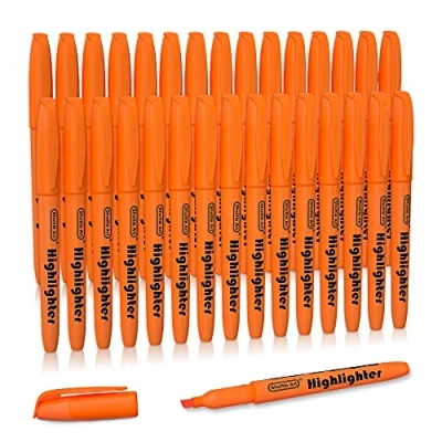 Immagine di Evidenziatori a Penna, Shuttle Art 30 Pack Set Colori Brillanti, Punta Scalpello Asciugatura Rapida Evidenziatore Arancione Non Tossico per Adulti Bambini Evidenziare Casa Scuola Ufficio