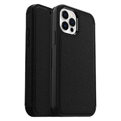 Immagine di Otterbox Cover per iPhone 12 / Pro Strada, resistente a shock e cadute fino 2 metri, vero cuoio, slot carte di credito, testata 3x vs norme MIL STD 810G, Nero, Versione No Pack Retail