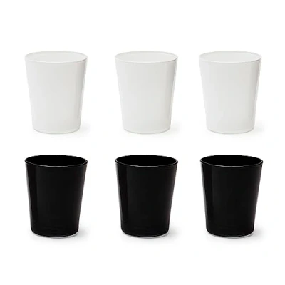 Immagine di Excelsa Portofino Set 6 Bicchieri, Bianco/Nero, 30 Cl., Vetro Soffiato
