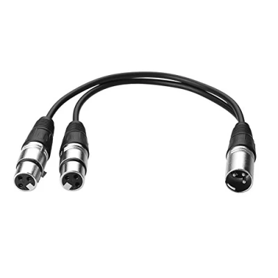 Immagine di SIENOC 30cm Cavo Per Microfono 3pin XLR Maschio to Dual 2 Femmina Y Splitter Cable Adattatore (XLR(M) (F) x 2, Argento)