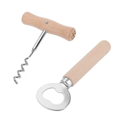 Immagine di Westmark Set 1 cavatappi (Wendel con anima) + apribottiglie, in legno/acciaio, legno di legno, marrone chiaro/argento, 100822E7