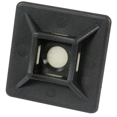 Immagine di Bulk Hardware BH05760 autoadesivo cable Tie mounts, 19 mm (3/10,2 cm), quadrato, nero, confezione da 100, bianco,