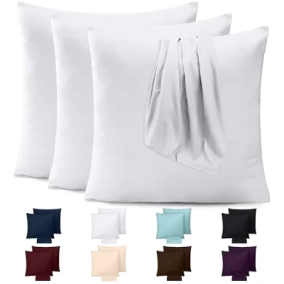 Immagine di Utopia Bedding Federe Set Di 4 80 x Cm Copricuscino In Poliestere Morbida Spazzolata Microfibra Con Chiusura A Busta Bianco