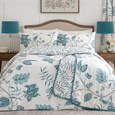 Immagine di Dreams &amp; Drapes Samira Set copripiumino reversibile e drappeggiato, per letto singolo, colore foglia di tè