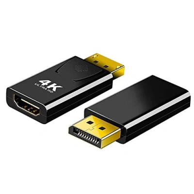 Immagine di SHUBEIEUMI 2Pcs Adattatore DisplayPort a HDMI, DP Maschio hdmi Femmina 4K, Supporto 1080P Full HD, Display Port per HDTV, Proiettore, Monitor(Nero)