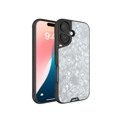 Immagine di Mous Cover per iPhone 16 Case MagSafe Compatibile Limitless 6.0 Perla d&#039;Argento Custodia Protettiva Antishock
