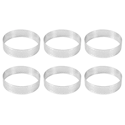 Immagine di Micvtve 6 Anelli per Torta nel Acciaio Inossidabile, Mousse Perforato Resistente al, Stampo Torta, Strumenti Torte Rotonde