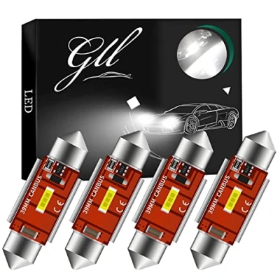 Immagine di GLL 39MM C5W LED Canbus CSP 1860 1SMD 650 Lumen per Auto Luci a Lampadine Luce Targa di Parcheggio Interna del Bagagliaio Cupola (Confezione da 4)