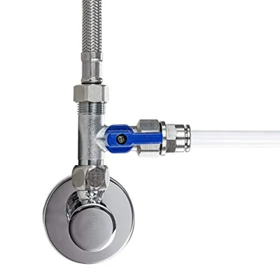 Immagine di Valvola di intercettazione adattatore a T 3/8&quot; x pollici per il collegamento filtro dell&#039;acqua, osmosi inversa, frigoriferi side by side, macchina da caffè (3/8&quot; 8 mm 3/8&quot;)