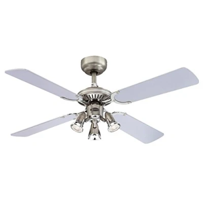 Immagine di Westinghouse Ventilatore a Soffitto Princess Euro GU10, Finitura in Peltro Nero/Cromo, Pale Argento/Grafite, metallo