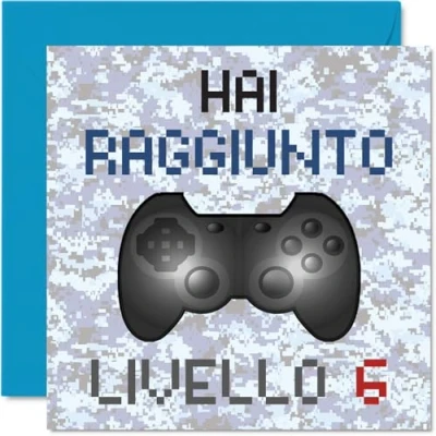 Immagine di Stuff4 6 Biglietto Auguri Compleanno Videogiochi Ragazzi Hai Raggiunto Livello Cartoline di Buon per Anni Ragazzo Figlio Nipote Fratello Cugino, 145mm Sei Sesto