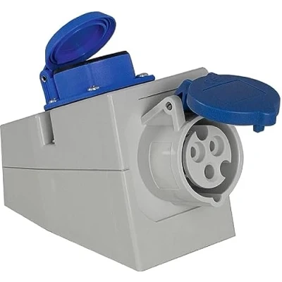 Immagine di as Schwabe presa da parete CEE Frizione campeggio 230 V, 16 A, 3 poli con a contatto di protezione IP44 resistente corpi estranei e spruzzi d&#039;acqua per uso esterno blu,