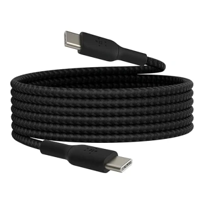 Immagine di Belkin BoostCharge Cavo intrecciato da USB C a 2 metri per iPhone 15, 15 Pro, Pro Max, Plus, Galaxy S24, S23, Note10, Note9, Pixel 8, 7, iPad ecc, nero