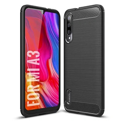 Immagine di SCL Cover Xiaomi A3 Mi Case, [Nero] Effetto Spazzolato in Fibra di Carbonio, Anti Impronta, Resistente all&#039;Usura e ai Graffi, Paraurti collisione, per