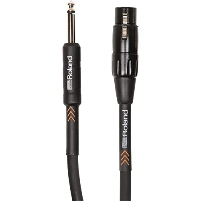 Immagine di Cavo bilanciato per microfono Roland Black Series—connettore da XLR a 1/4, 6 m/20 ft. RMC B20 HIZ, nero