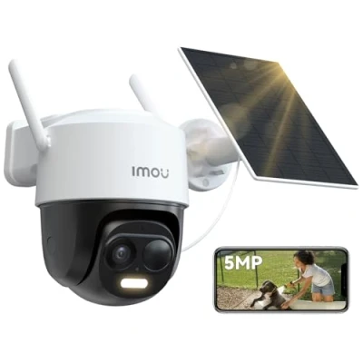 Immagine di Imou 5MP Telecamera WiFi Esterno Senza Fili con Pannello Solare, Videocamera Sorveglianza Wi Fi a Batteria 5000mAh, Rilevamento PIR&amp;Umano, Visione Notturna Colori, Audio Bidirezionale, IP65
