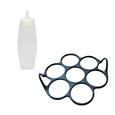 Immagine di patisse 719233 Set Stampo per 7 blinis/mini pancakes simultanei, silicone Starflex nero, Ø cm con flacone graduato 350 ml