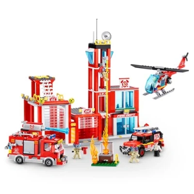 Immagine di Set giocattolo a sorpresa Caserma dei pompieri MAX Adventure, 976 pezzi, con mattoncini da costruzione adatti bambini dai 5 anni in su per creare veicoli e molto altro
