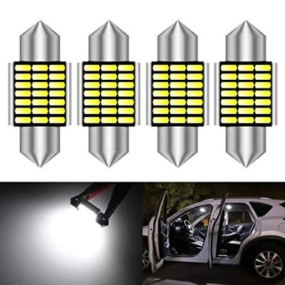 Immagine di KATUR 194 Lampadina a LED 6000K Bianco Super Bright 168 2825 W5W T10 Wedge 24 SMD 3014 Lampadine di Ricambio CANBUS Error Free per Car Dome Map Porta cortesia luci Targa (4pcs, Bianco)
