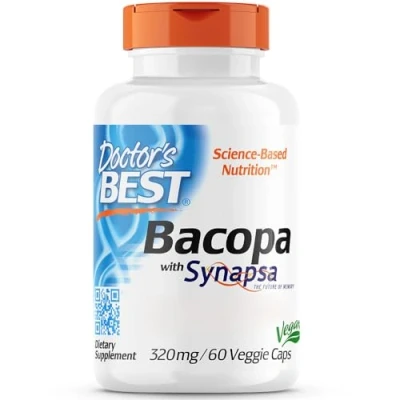 Immagine di Doctor&#039;s Best, Bacopa with Synapsa, 320mg, 60 Capsule vegane, Testate in Laboratorio, Senza Glutine, Soia, Vegetariane