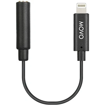 Immagine di Movo IMA 1 Cavo adattatore per microfono TRRS femmina da 3,5 mm a connettore Lightning compatibile con Apple iPhone, iPad, smartphone e tablet, ottimizzato microfoni/Pro Audio, nero