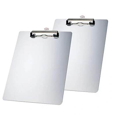 Immagine di TUKA 2 x A4 Portablocco in Alluminio, Clip Metallo Gommato Appunti Alluminio di Alta Qualità, Grande Resistenza, Porta pad Lavagna da scrittura, Portablocchi, Argento, TKD8025 silver 2x