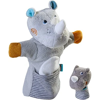 Immagine di HABA 305755 Hand Puppet Rhino with Baby, from 1.5 Years