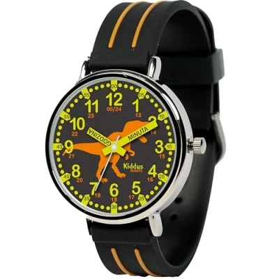 Immagine di Kiddus Orologio Da Polso, Analogico per Bambini, Ragazzi. Con Esercizi Imparare a Leggere l’Ora. Movimento al Quarzo Giapponese.