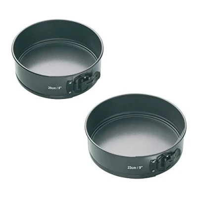 Immagine di MASTERCLASS Set di 2 Tortiere/Teglie da Forno Antiaderenti con Apertura a Cerniera in Acciaio, 20 cm (8 inch) e 23 (9 Grigio