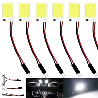 Immagine di Defvnsy Luce bianca brillante 150Lums COB 18 SMD 12V LED per l&#039;illuminazione interna dell&#039;auto Lampada a pannello Tetto luci lampadina con 6 X T10, BA9S, adattatore festone